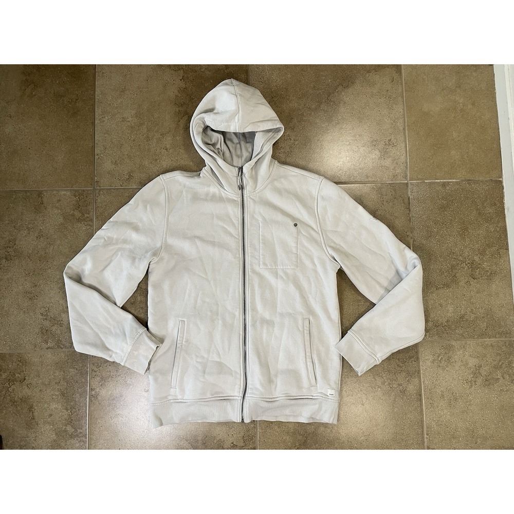 Vuori Seaside Hoodie Mens Sz L Full Zip Fleece Sweatshirt Cream Off White